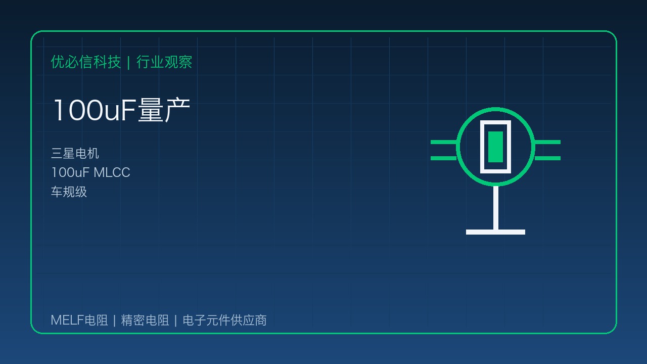 优必信科技关注三星电机100uF车规MLCC量产:高容小型化趋势继续强化